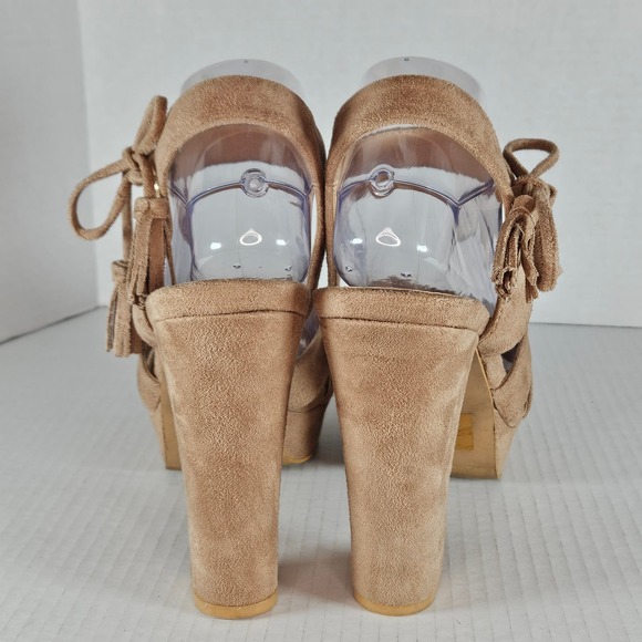 Seven Dials Nude Naomi Platform Block Heels With Tassels Size 9 - Picture 3 of 8